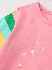 Girls' Rabbit Colorblock Rainbow Long Sleeve Dress