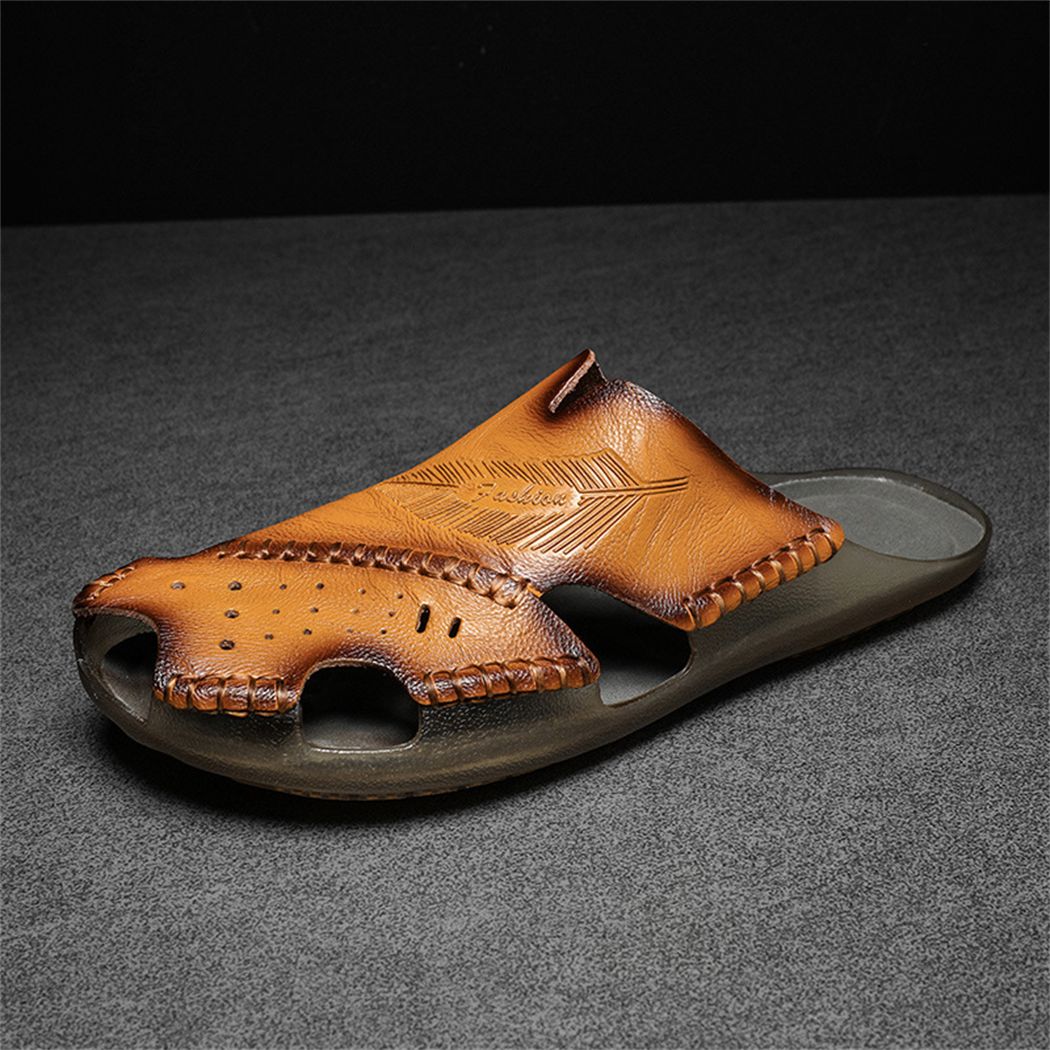 SENBURNY Cowhide Leather Slippers Men's Slip On Sandals Chappal
