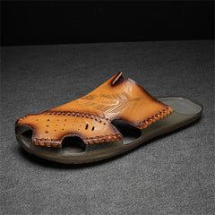 SENBURNY Cowhide Leather Slippers Men's Slip On Sandals Chappal