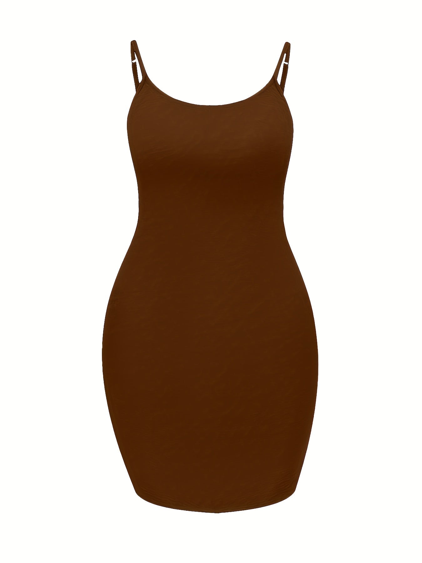 Solid Scoop Neck Spaghetti Strap Body Con Cami Dress