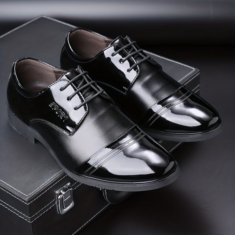 Men's Non Slip Round Toe Lace Up Dress Shoes for Wedding Party Business