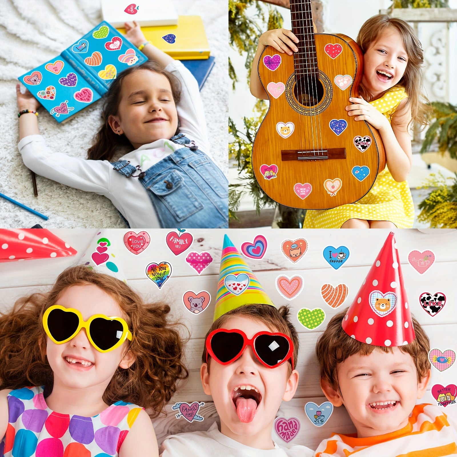 50pcs Heart Romantic Love Stickers for Kids Teens Ad