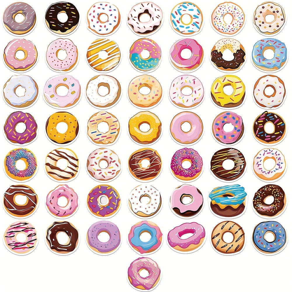 50pcs Cartoon Donut Graffiti Stickers for Water Bottles, Computers