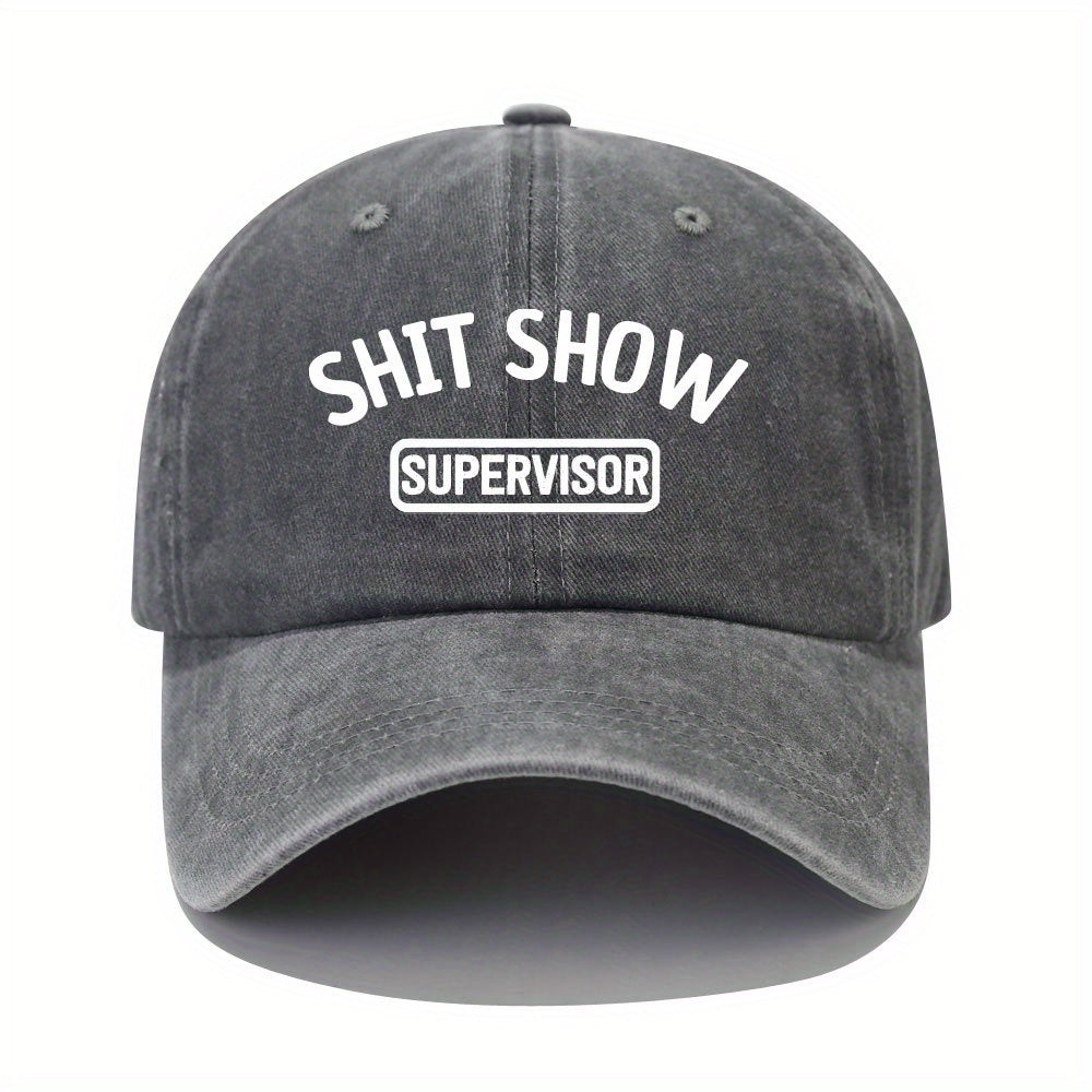 Red Adjustable Summer Mens Peaked Cap Shit Show Print