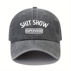 Red Adjustable Summer Mens Peaked Cap Shit Show Print