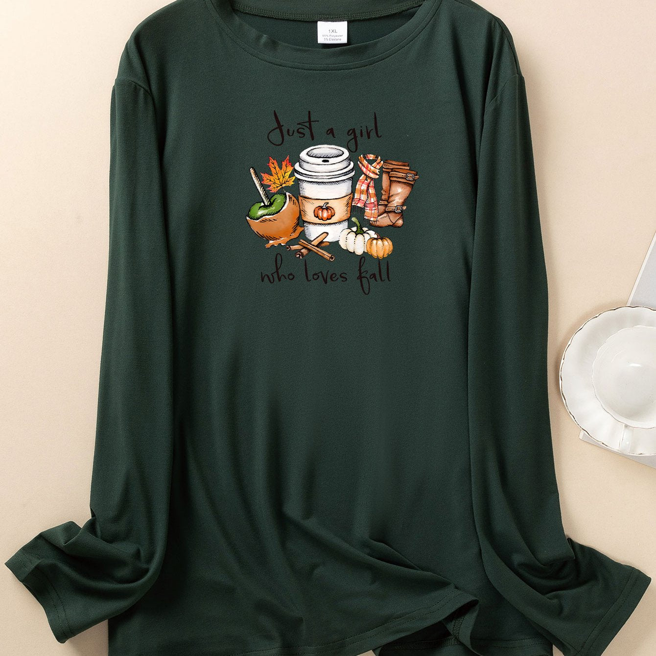 Graphic Print Long Sleeve Pajama Top