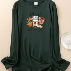 Graphic Print Long Sleeve Pajama Top