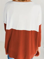 Colorblock Batwing Sleeve Knit Top