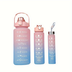 3pcs Frosted Gradient Water Bottle Set Portable Sports Bottle Large Capacity