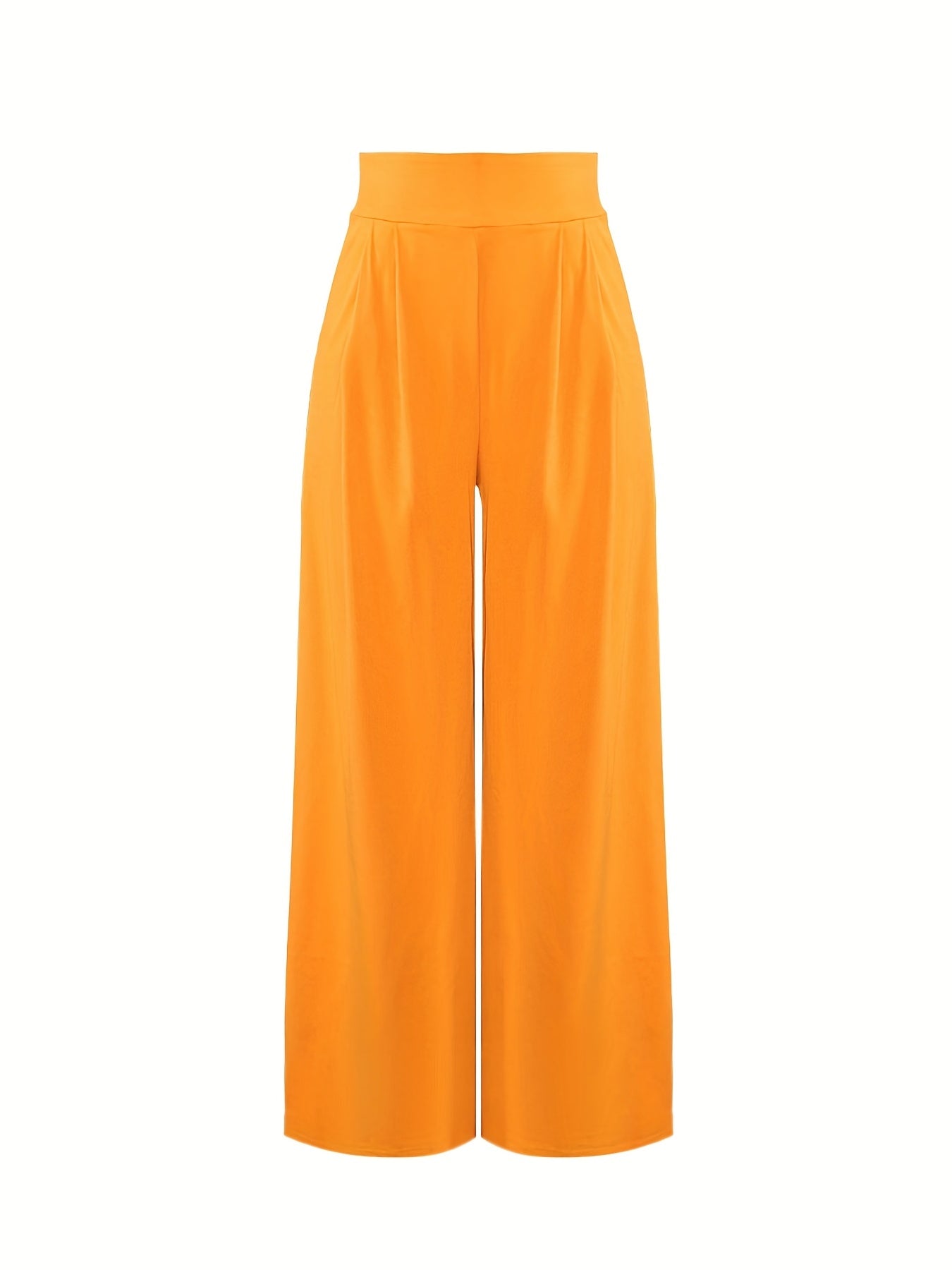 Solid Wide Leg Flare Pants High Waist Casual Pocket