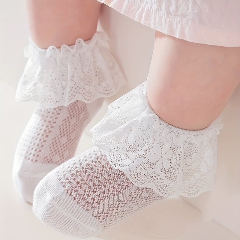 Girls Lace Trim Ankle Socks Breathable Comfortable Princess Socks For Kids
