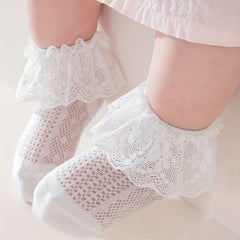 Girls Lace Trim Ankle Socks Breathable Comfortable Princess Socks For Kids
