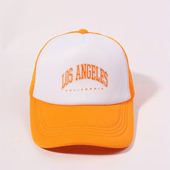 LOS ANGELES Mesh Trucker Hat Printed Bright Block Baseball Cap Unisex