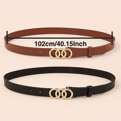 Triple Ring Buckle Belt for Women Casual Jeans Pants Decorative Dress Girdle Set