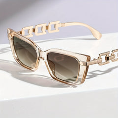 Y2K Cat Eye Sunglasses Gradient Lens Chain Temple Glasses UV400