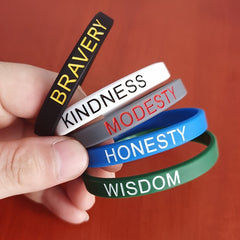 5 pcs Positive Words Silicone Wristbands Inspirational Messages Solid Colors
