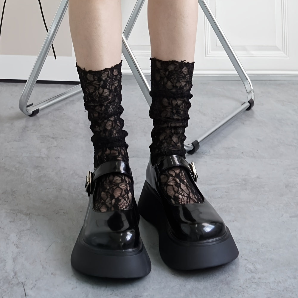 Sheer Lace Mesh Mid Tube Socks Women's Stockings