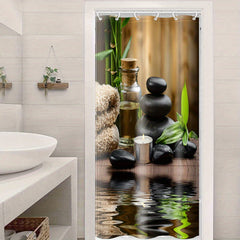 Scented Candle Pattern Shower Curtain Waterproof Fabric Shower Curtain