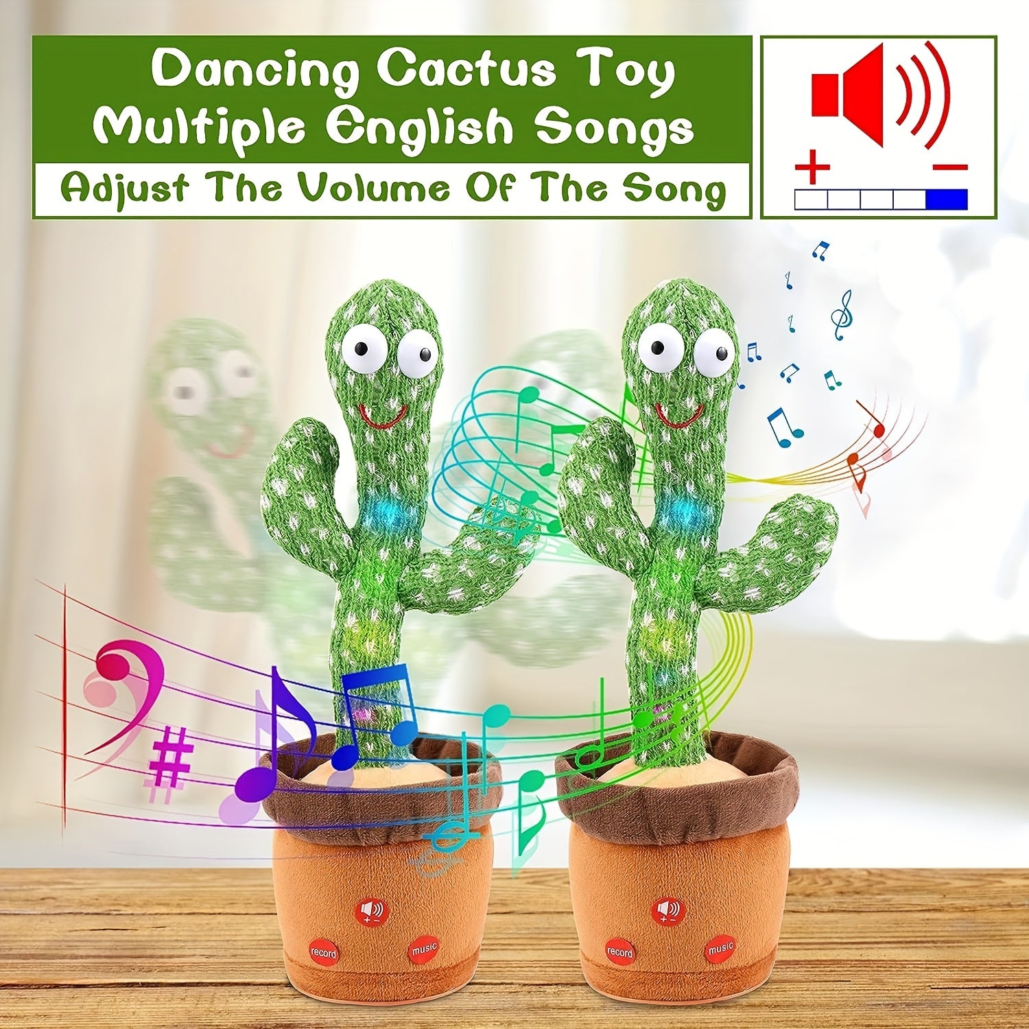 Swing Cactus Plush Doll for Kids - Battery Operated Dance & Sing Toy - Number 7