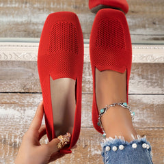 Women's Breathable Knit Slip On Flat Shoes Low Top Lightweight Shoes