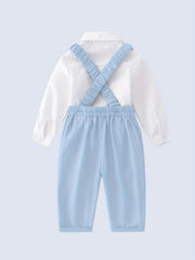 Baby Gentleman Suit 2pcs Long Sleeved Shirt and Overalls Pants