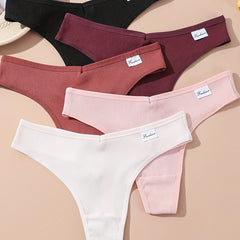 5pcs Ribbed Thongs Low Waist Intimates Panties Women's Lingerie