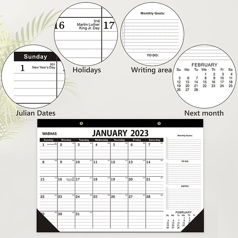 TOOUEE 18 Months 17 X 12 Large Desk Wall Calendar With To do List