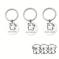 Line Puppy Stainless Steel Keychain For Boys