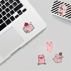 50 Adorable Piggy Waterproof Stickers for Water Bottles Laptops Scrapbooks