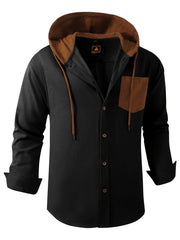 Men's Hooded Long Sleeve Shirt for Autumn