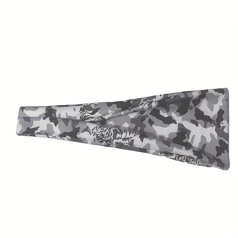 Men's Camo Print Sports Headband Moisture Wicking Elastic