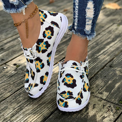 Leopard Print Non slip Sneakers Lightweight & Comfortable Low Top Shoes