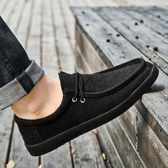 Men's Casual Canvas Shoes Solid Lace Up Linen Round Toe Outdoor Shoes