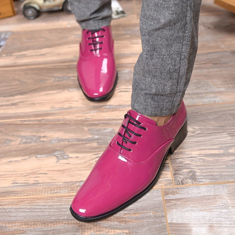 Men's Bright Oxford Lace-up Dress Shoes For Dance Prom