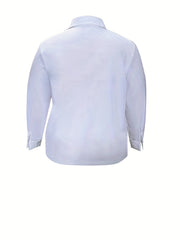 Solid Long Sleeve V Neck Blouse