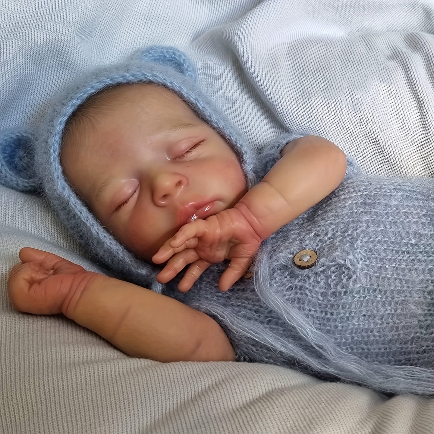 17in Reborn Baby Doll Sleeping Jude Soft Body with Visible Veins