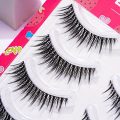 5 Pairs Fairy Style False Eyelash Clear Band Spiky Crisscross Manga Lashes