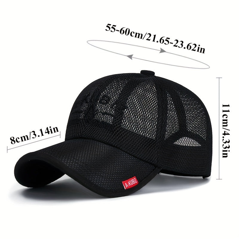 Men's Mesh Baseball Cap Breathable Dad Hat Outdoor Fishing Snapback Trucker Cap