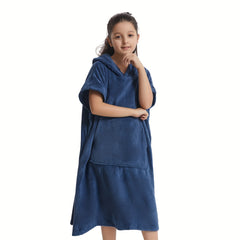 Kids Changing Towel Bathrobe Surf Poncho | Soft Hooded Swim Towel