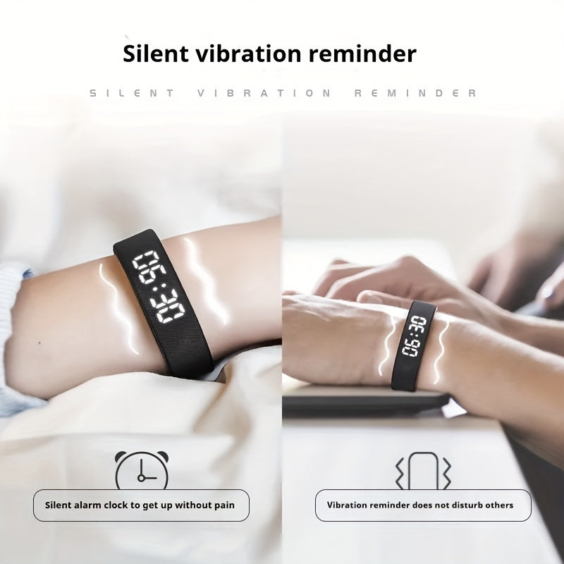 Outdoor Sport Electronic Watch USB Direct Plug-In Silicone Strap Alarm Vibration