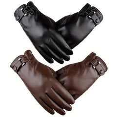 Winter Leather Gloves Full Finger Touch Screen Warm Gloves for Motorcycle