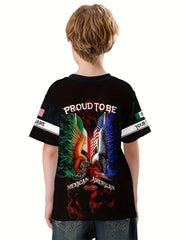 MEXICAN AMERICAN Boy's Casual Tees Short Sleeve Crew Neck T shirt
