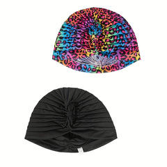 2pcs Leopard Turban Cap BowKnot Head Wraps Elastic Ramadan Scarf Chemo Hats