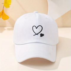 Embroidered Love Baseball Cap Lightweight Adjustable Sun Protection Couple Hat