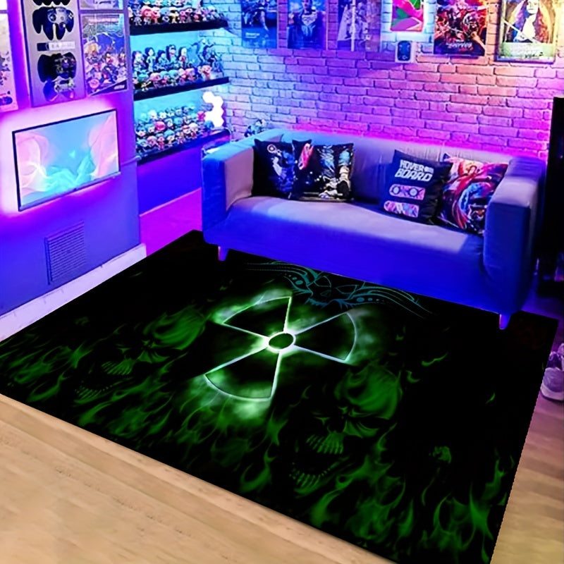 Nuclear Skeleton Halloween Rug Non-slip Resistant Machine Washable