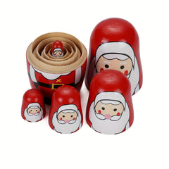 5pcs Christmas Santa Claus Nesting Dolls Hand Painted Souvenir Gift