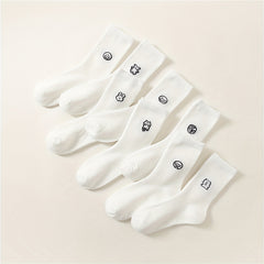 8 Pairs Cartoon Print Socks Women's Mid Tube Stockings