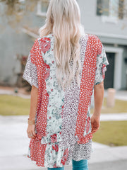 Botanical Floral Print Beach Cardigan Casual Loose Cover Ups Kimono