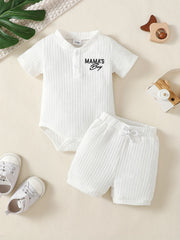 2pcs Baby Boys Mama's Boy Short Sleeve Onesie & Shorts Set