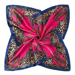 Leopard Chain Shawl Red Silk Scarf 35 43 Small Square Casual Women Wrap